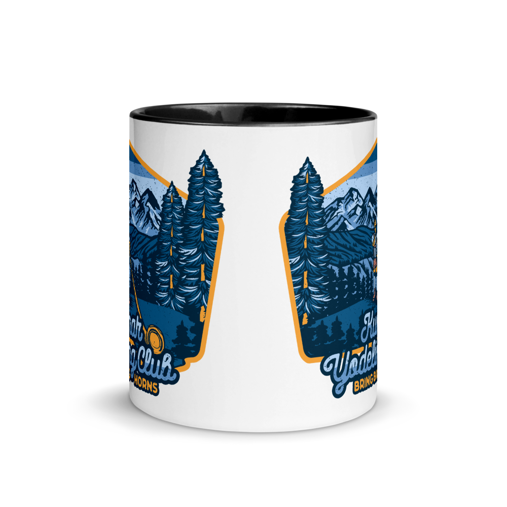 Kunar Yodeling Club Mug Blue on Yellow Retro (Color Inside)