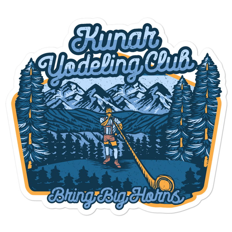 Kunar Yodeling Club Sticker (Blue And Yellow)
