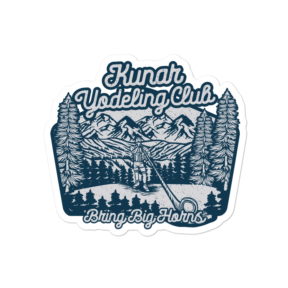 Kunar Yodeling Club Sticker (Blue on White)