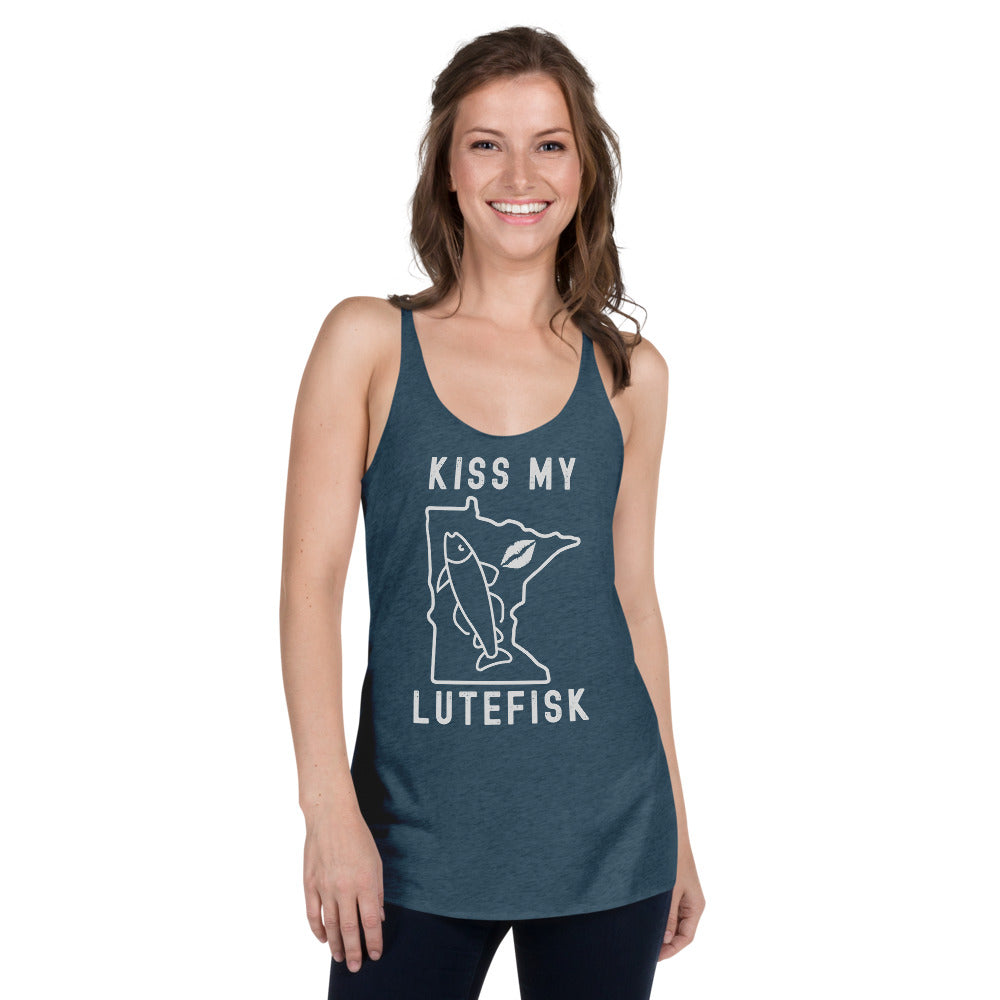 Women's Kiss My Lutefisk Minnesota Racerback Tank